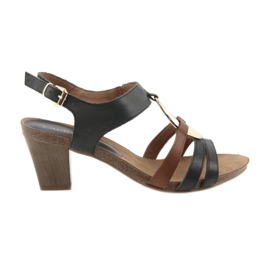 Caprice Damensandalen golden oval braun gelb marineblau
