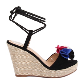 Schwarze Sandalen auf Keilabsatz YY27P Schwarz