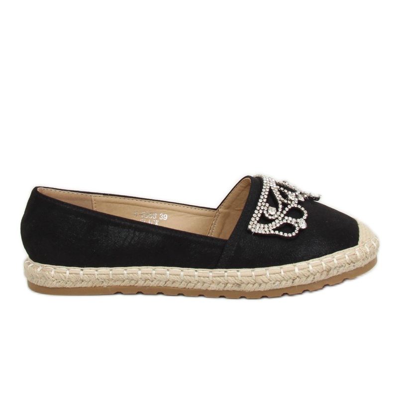 Schwarze Espadrilles mit Krone H-6558 Schwarz