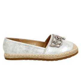 Silberne Espadrilles mit Krone, H-6558 Silber grau