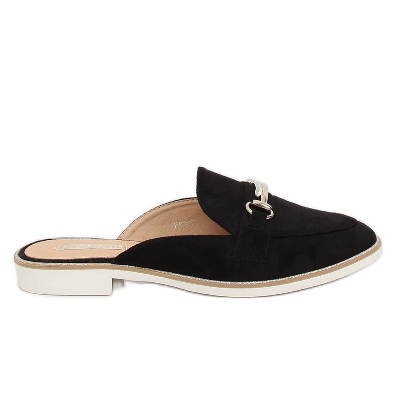 Schwarz F9375 Schwarze Mokassins-Hausschuhe