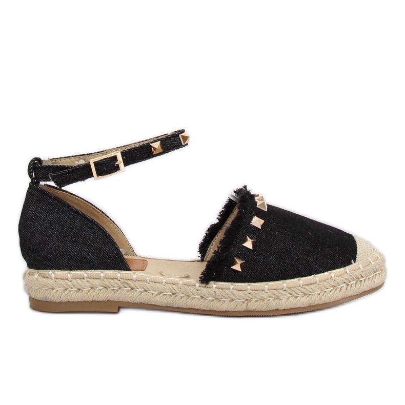 Schwarze Denim-Espadrilles CH-1K211 Schwarz