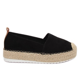 Black BL247 Schwarze Espadrilles auf hoher Sohle