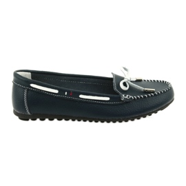 Damen Leder Slipper Filippo 141 marineblau weiß