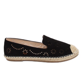 Schwarze durchbrochene Espadrilles 9023 Schwarz