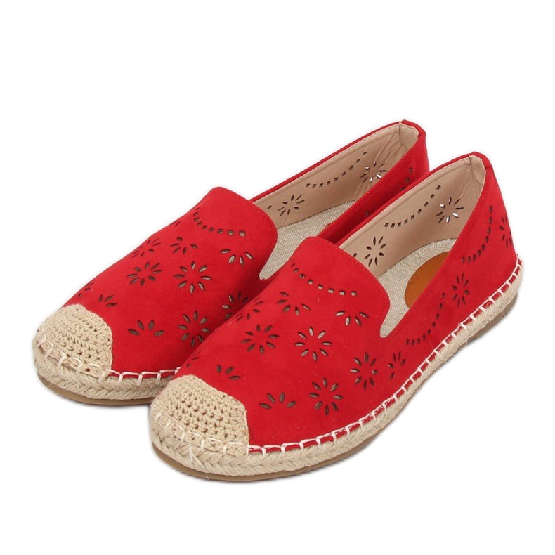Espadrilles, rot durchbrochen 9023 Rot
