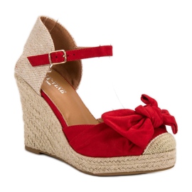 Espadrilles auf Keilpumps rot
