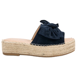 Espadrilles Hausschuhe auf der Plattform blau marineblau