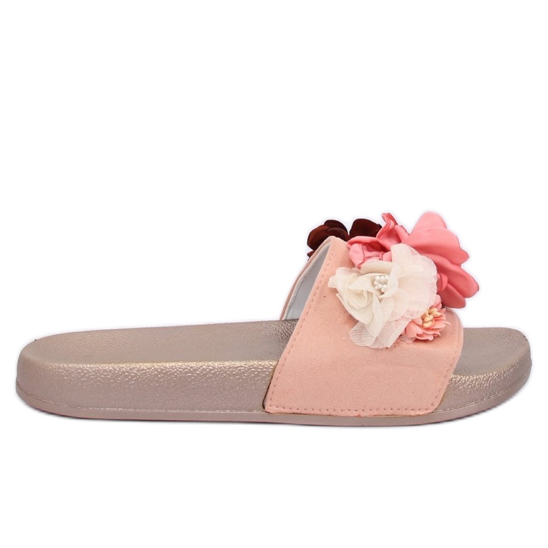 Rosa BG19 Champagner Hausschuhe mit Blumen