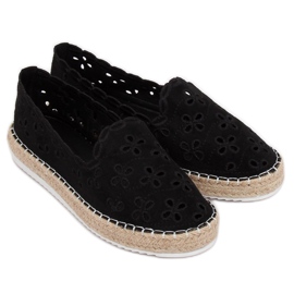 Schwarze durchbrochene Espadrilles LT112 Black