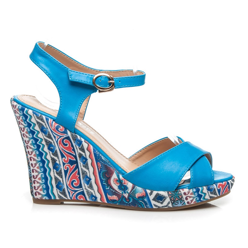 Laura Mode Retro Keilsandalen blau