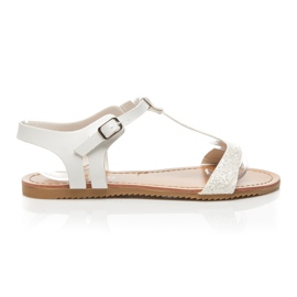 L. Lux. Shoes Glitzer Sandalen weiß