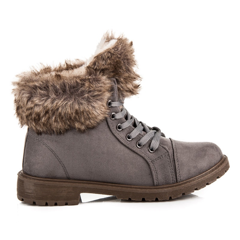 New Tlck Wildleder-Trapper mit Fell grau