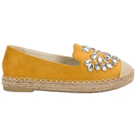 Small Swan Wildleder-Espadrilles mit Ornamenten gelb