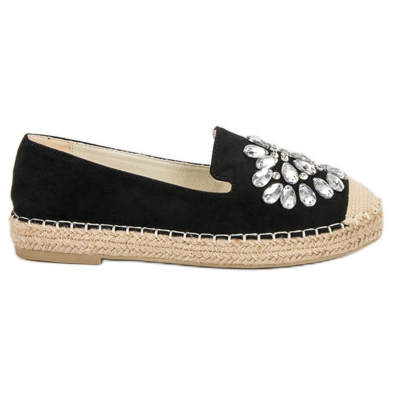 Small Swan Wildleder-Espadrilles mit Ornamenten schwarz