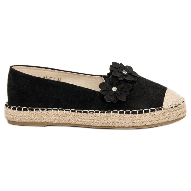 Espadrilles mit Blumen schwarz