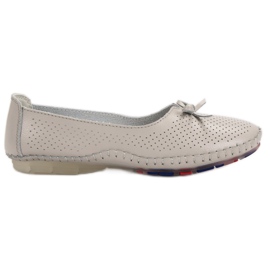 VINCEZA durchbrochene Lederballerinas grau