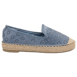 Durchbrochene Espadrilles aus Wildleder blau