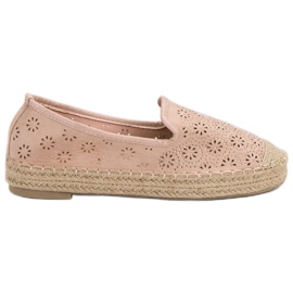 Durchbrochene Espadrilles aus Wildleder rosa