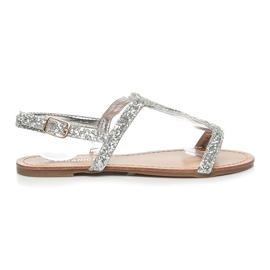 VERANICE Flache Glitzer-Sandalen grau