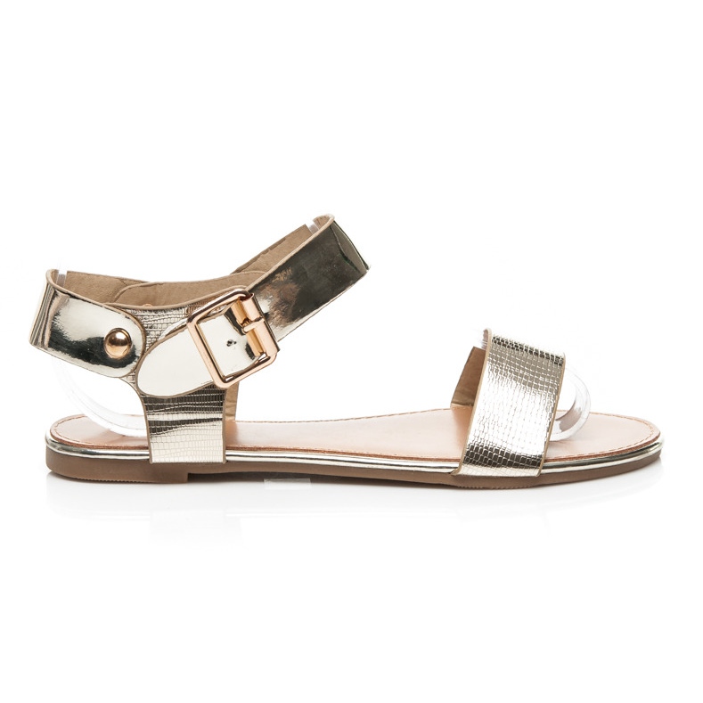 Vices Goldene flache Sandalen