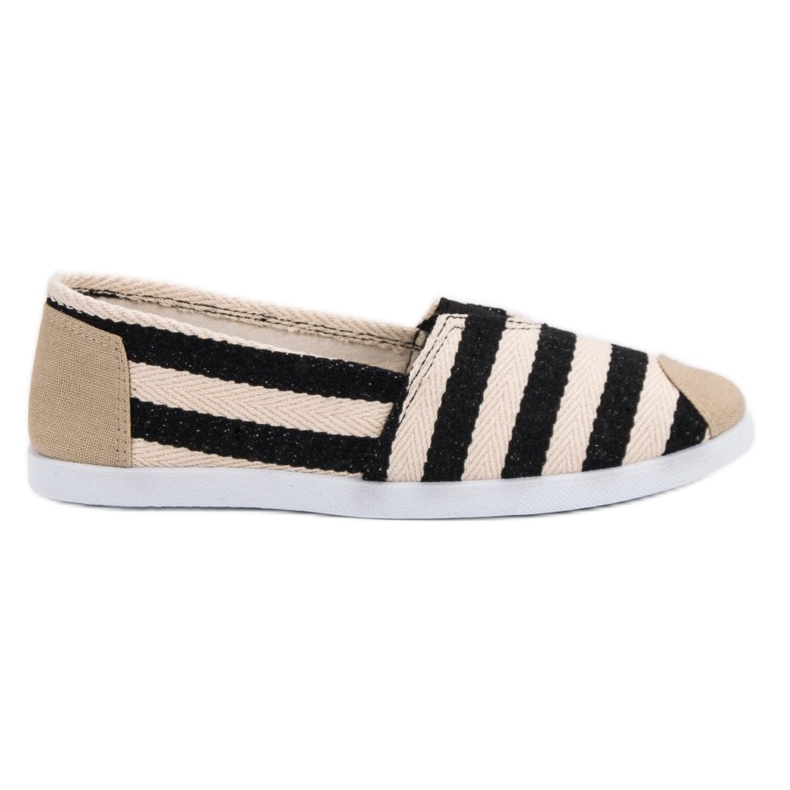 Gestreifte Slipper schwarz braun