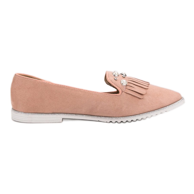 Ch. Creation Puder-Loafer mit Perlen rosa