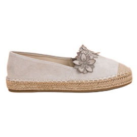 Espadrilles mit Blumen grau