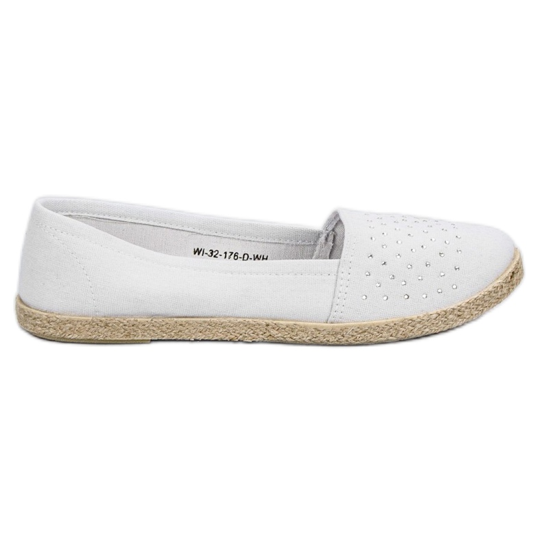 Weiße Espadrilles mit Kristallen