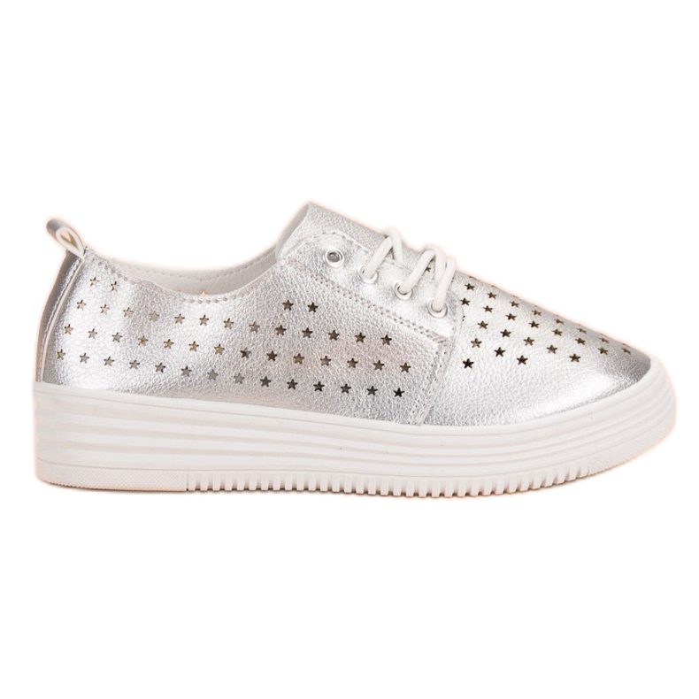 Silberne durchbrochene Turnschuhe grau