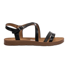 Filippo Schwarze Sandalen mit Kristallen