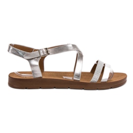 Filippo Silberne Sandalen mit Kristallen grau