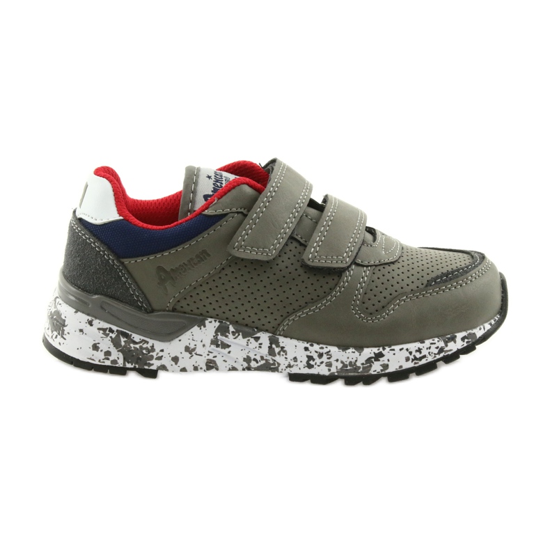American Club Sportschuhe Lederinnensohle grau rot navy blau