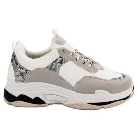 Weiße Sneaker mit Muster schwarz braun