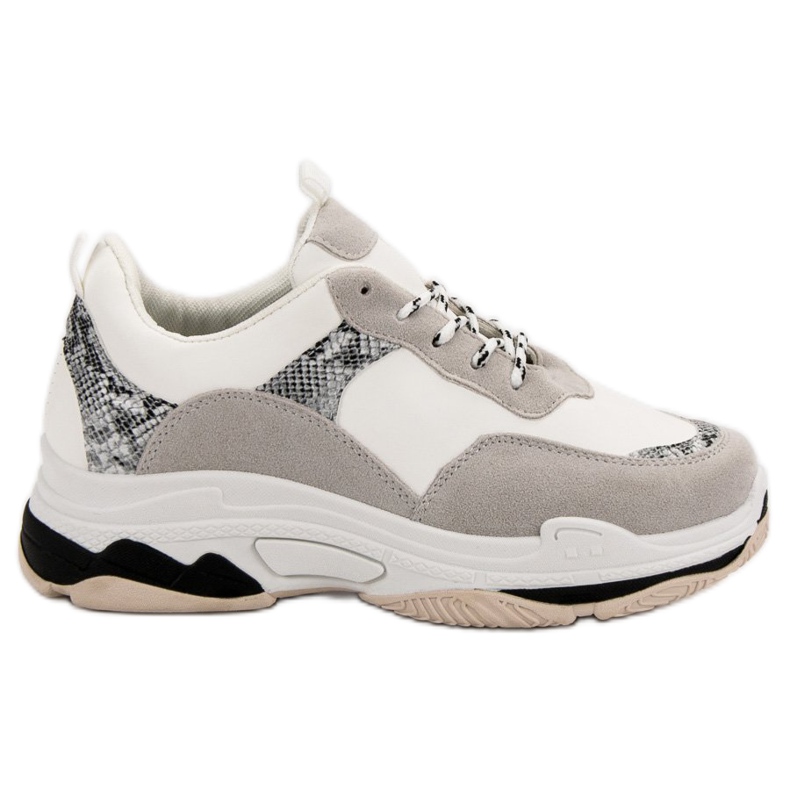 Weiße Sneaker mit Muster schwarz braun