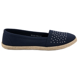 Marineblaue Espadrilles mit Kristallen