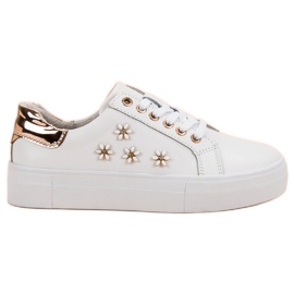 Filippo Sportschuhe aus Leder mit Blumen weiß