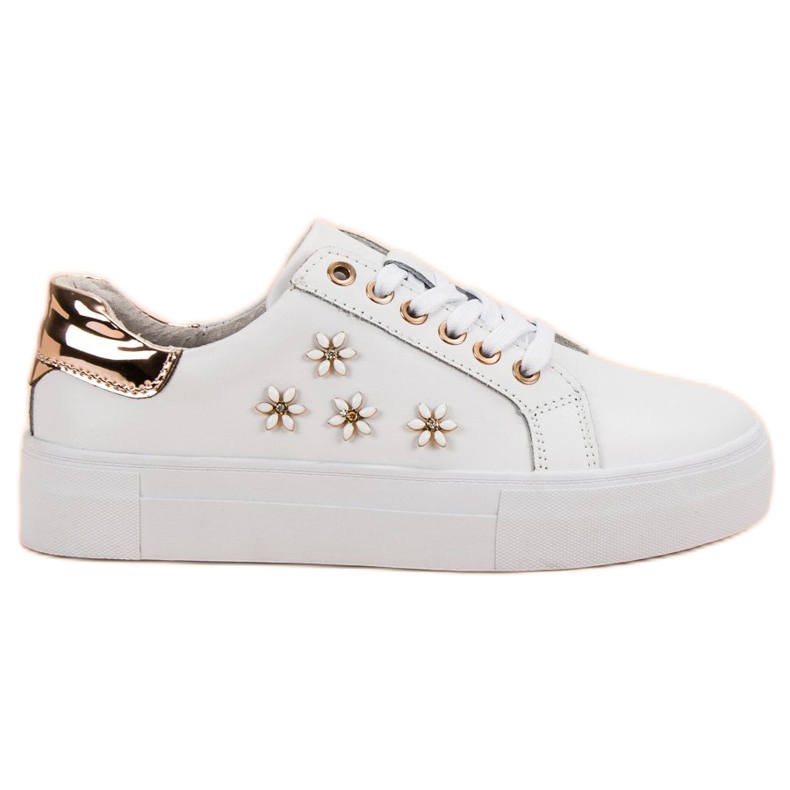 Filippo Sportschuhe aus Leder mit Blumen weiß