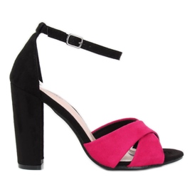 Schwarze Sandalen am Pfosten 369-34 Fuchsia rosa