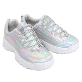 Silberne holografische Sportschuhe 82017 Silber grau