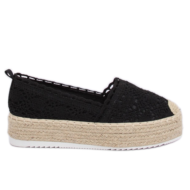 Schwarze Espadrilles aus Spitze A8692 Schwarz