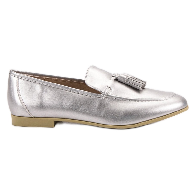 Silber Mokassins mit Fransen VICES grau