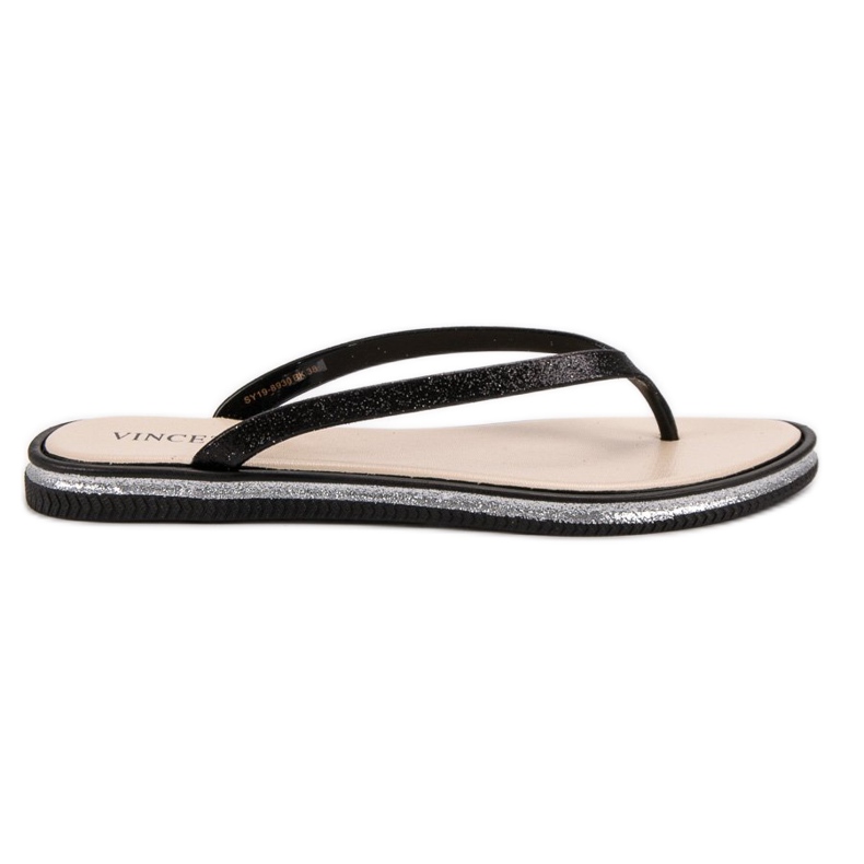 VINCEZA Glitzer-Flip-Flops schwarz