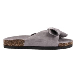 VINCEZA Hausschuhe mit Schleife grau