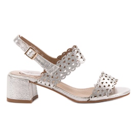 Kylie Silberne Sandalen mit hohen Absätzen grau