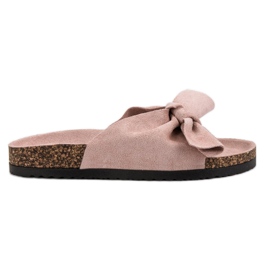 VINCEZA Hausschuhe mit Schleife rosa