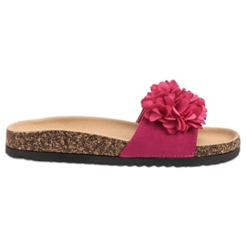 VINCEZA Hausschuhe mit Blumen rosa