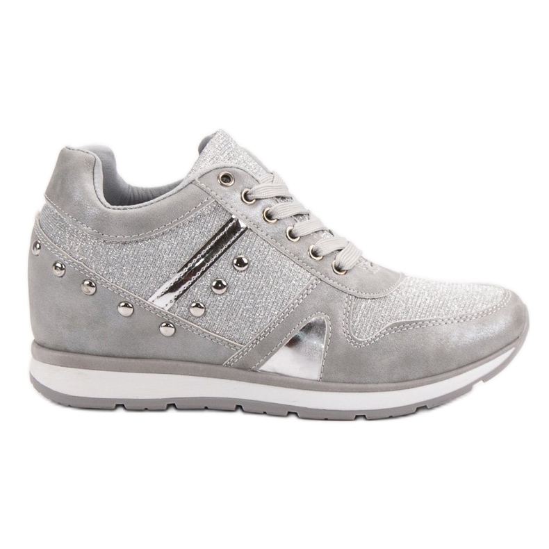 Cm Paris Silberne Sneakers mit Strasssteinen grau