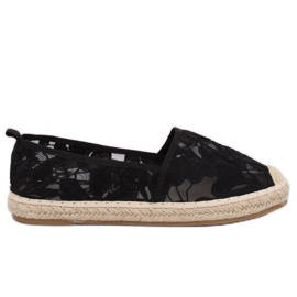 Schwarze durchbrochene Espadrilles 68-130 Schwarz