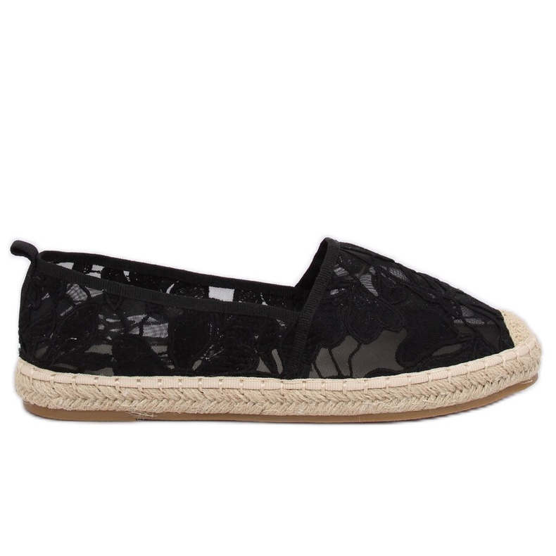 Schwarze durchbrochene Espadrilles 68-130 Schwarz
